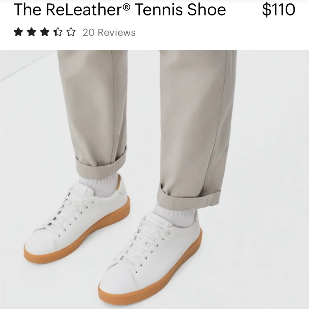 Mens Everlane ReLeather Tennis Shoe Sneakers - Size 9.5 - Like New Condition